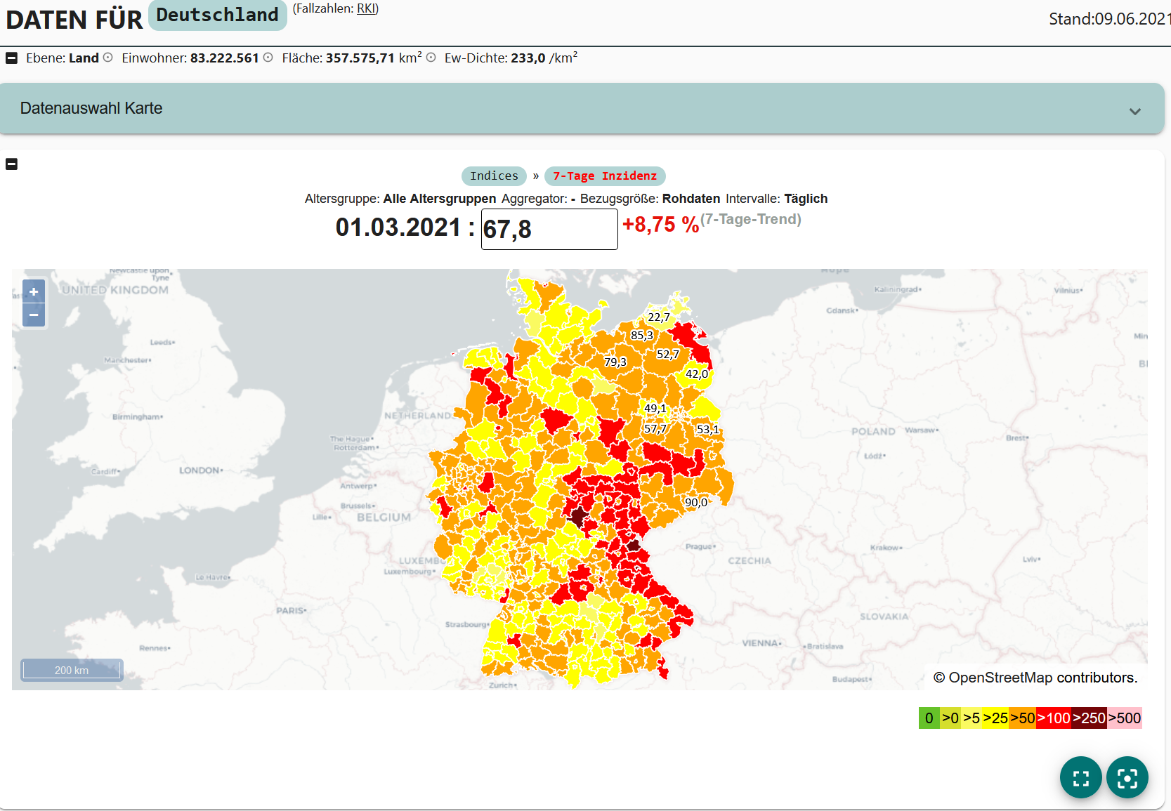 7-Tage Inzidenz Deutschland